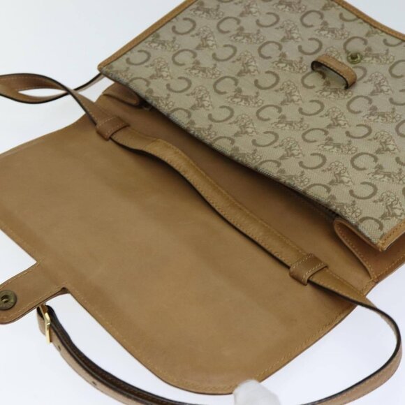 CELINE C Macadam Canvas Shoulder Bag Beige - Picture 9 of 16